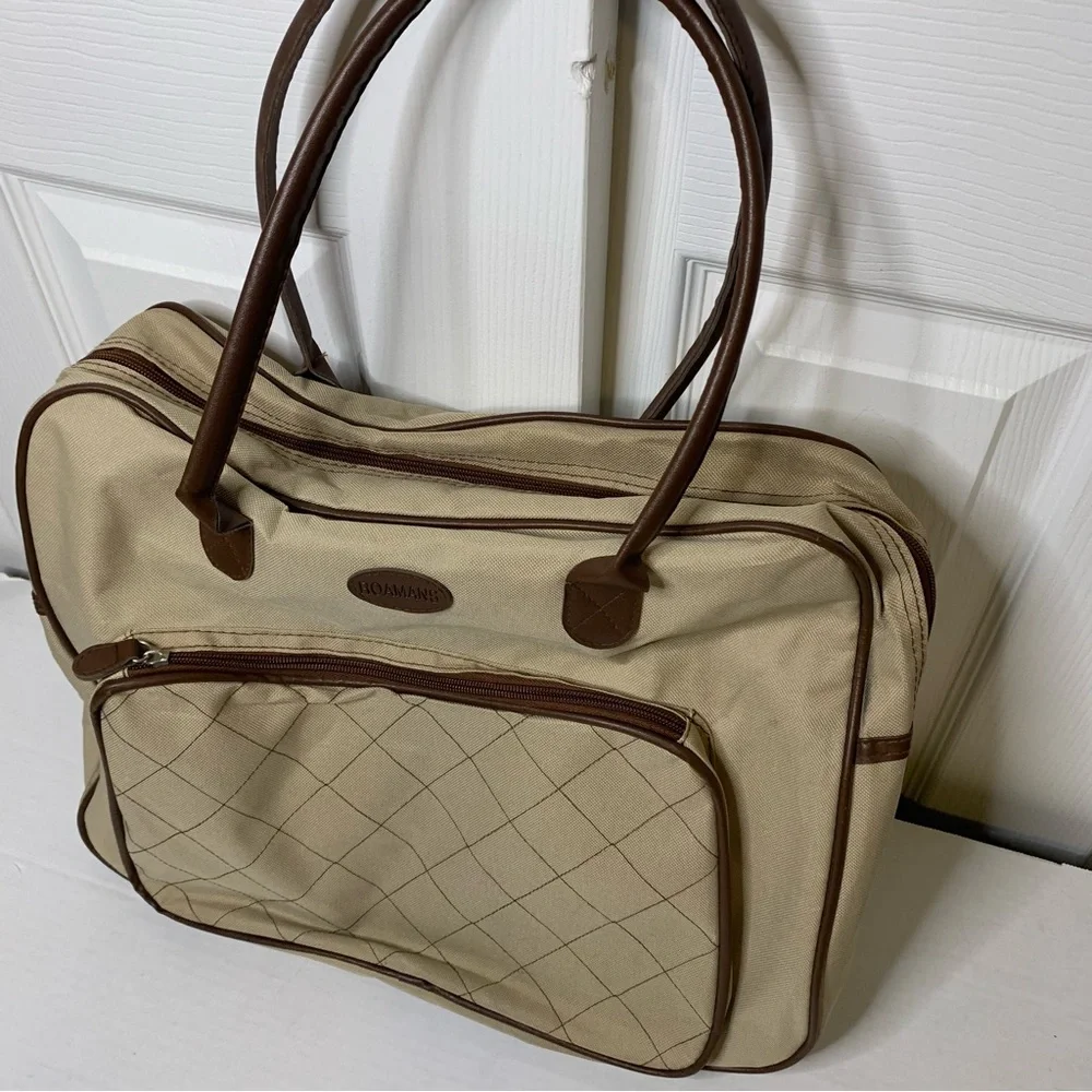 Roamans Beige Canvas Travel Overnight Bag/Satchel